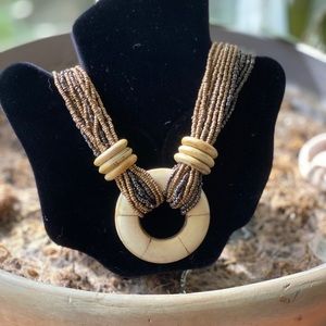 Bone & #11 seed beads 27 inch necklace w/3in ext.